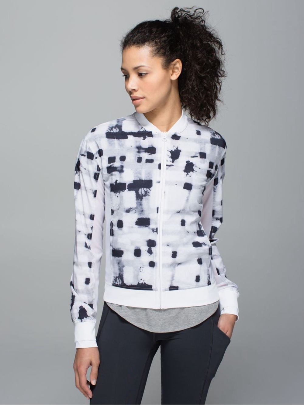 Lululemon Noir Jacket II Ghost Weave White Black / White Sz 8